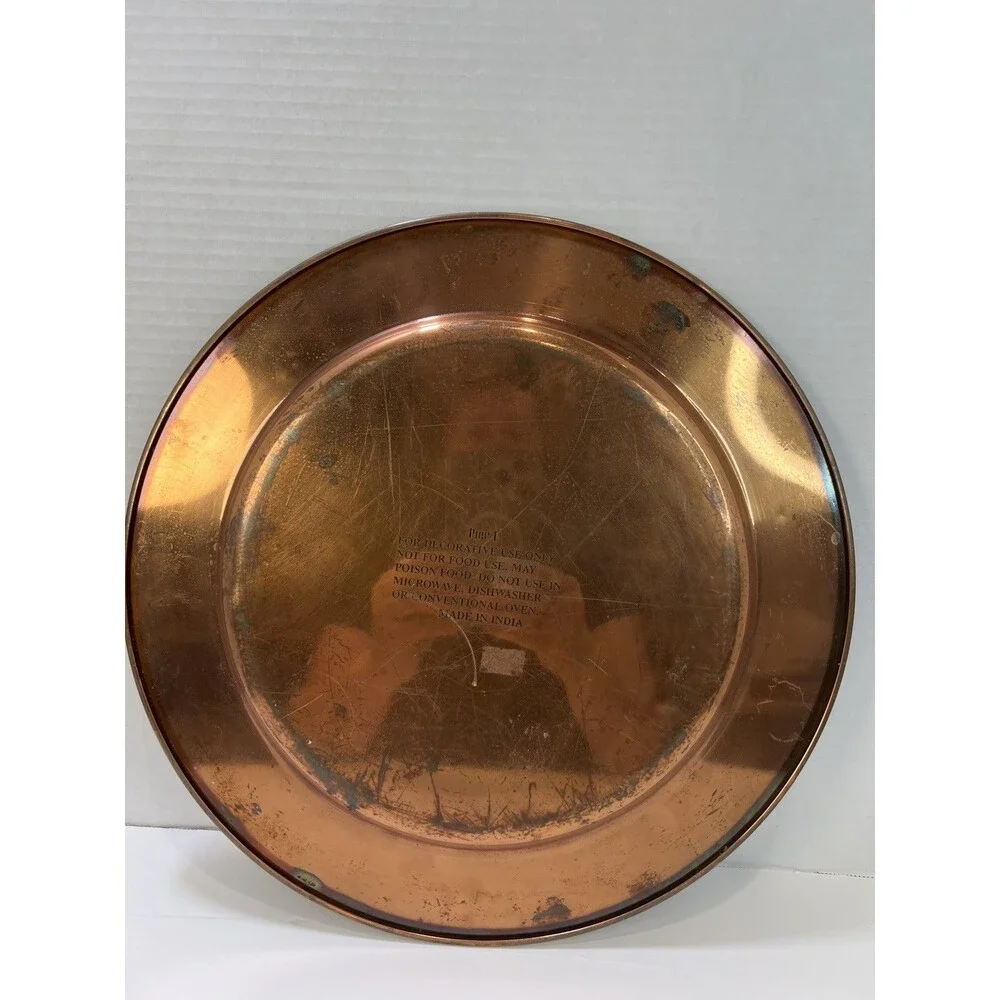 Pier 1 Copper Metal Charger Plate Cloisonné Enamel Edge Decorative 13